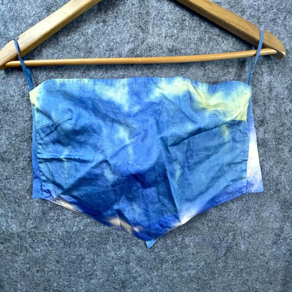 & Other Stories Bandana Crop Top Womens 2 Blue White Boho Festival Handkerchief